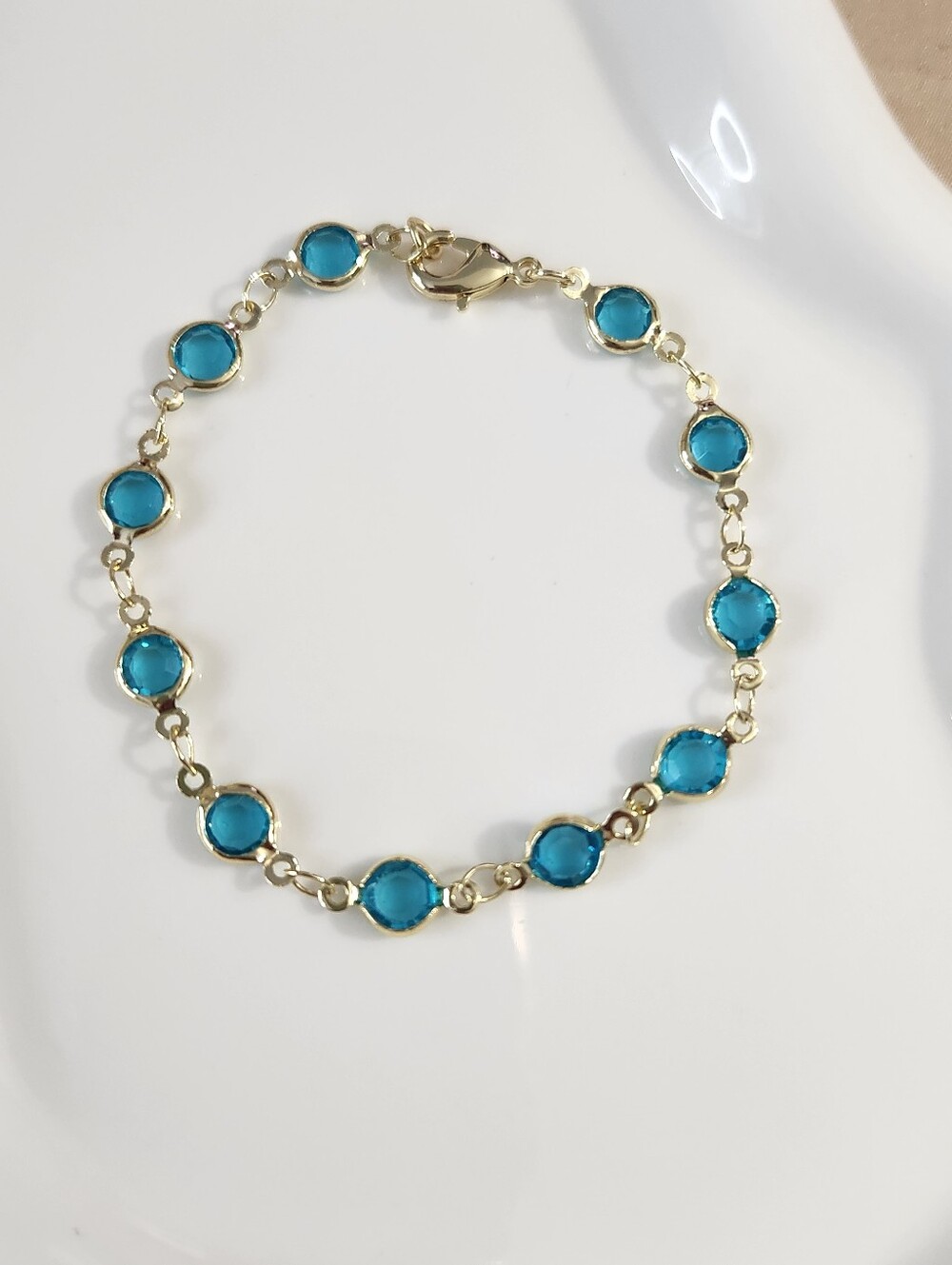 Gold And Aqua Bracelet